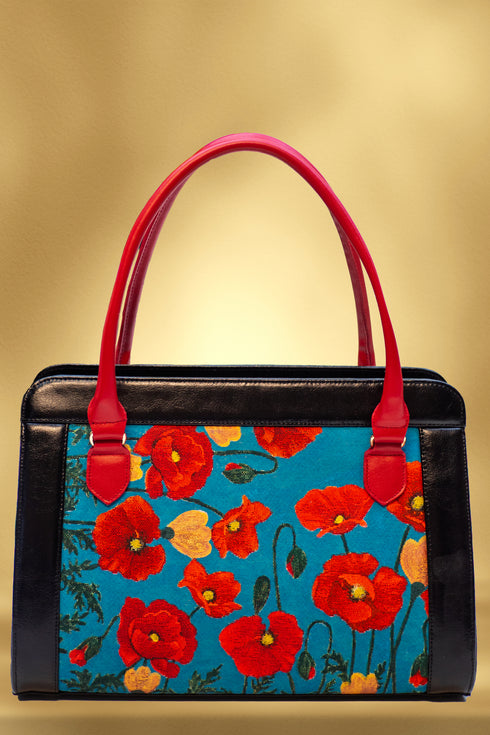 Poseta piele si material textil 3907A