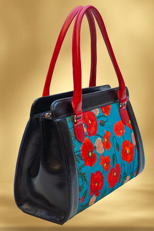 Poseta piele si material textil 3907A