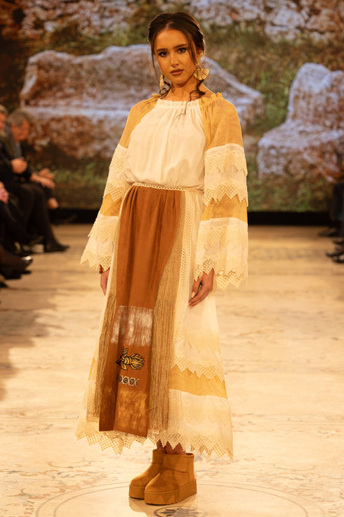 Rochie viscoza cu garnituri S55