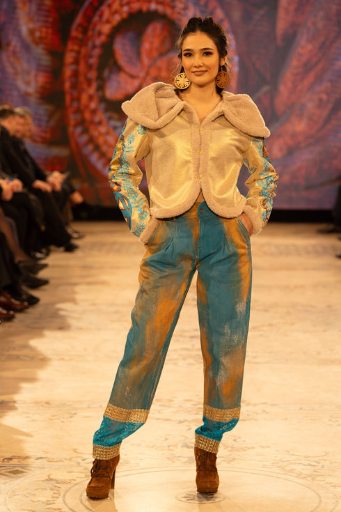 Jachetă piele ecologică brodată S14