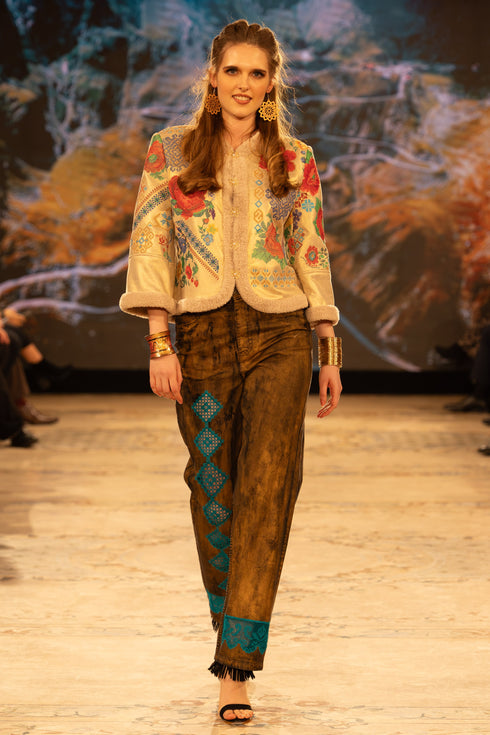 Jachetă piele ecologică brodată S20