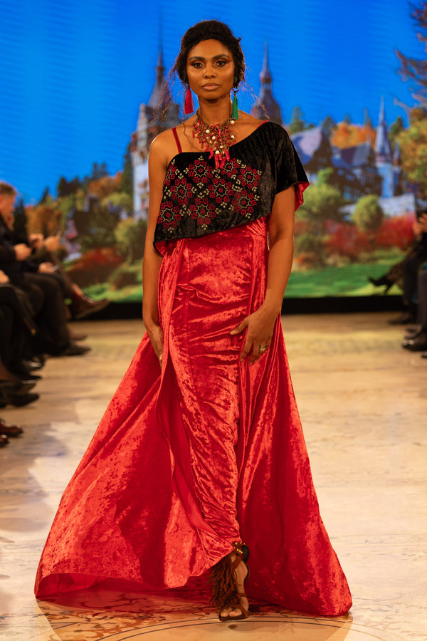 Rochie catifea brodata S69