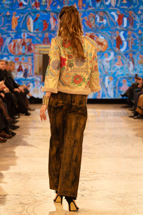 Jachetă piele ecologică brodată S20