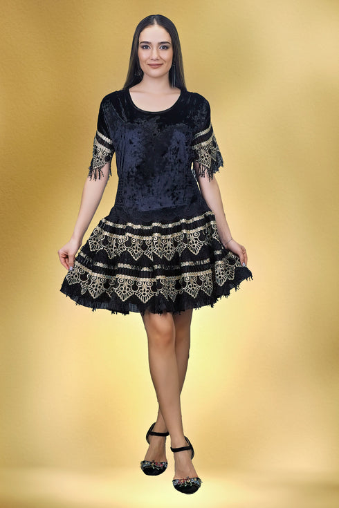 Rochie catifea si dantela S74