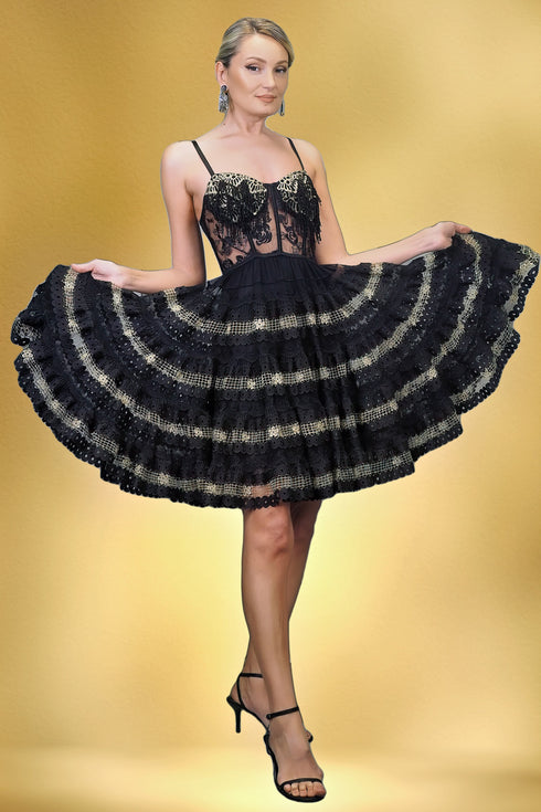 Rochie tule cu aplicatii din dantela S78