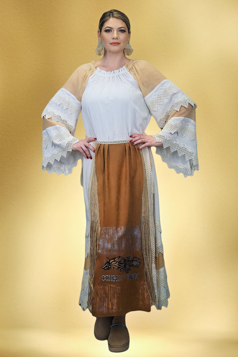 Rochie viscoza cu garnituri S55