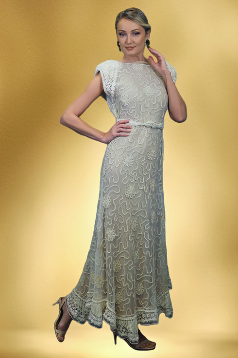 Rochie tule brodat si perle S46