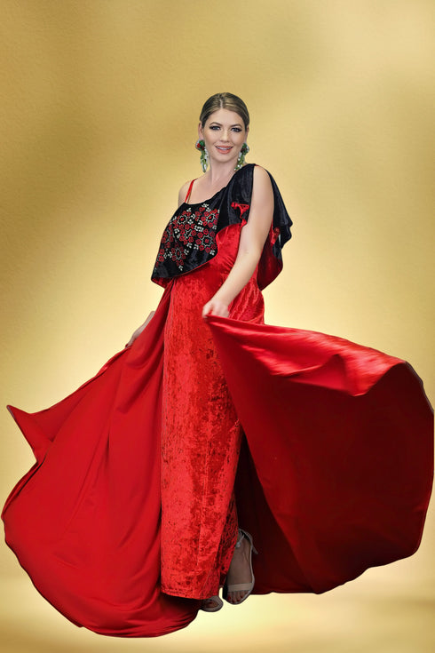 Rochie catifea brodata S69