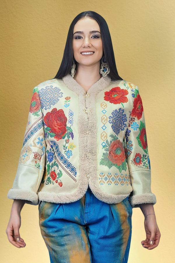 Jachetă piele ecologică brodată S20