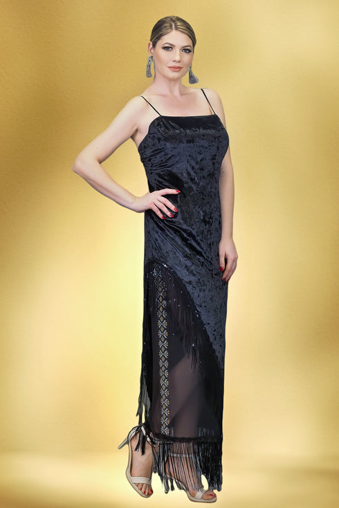 Rochie catifea si franjuri S7