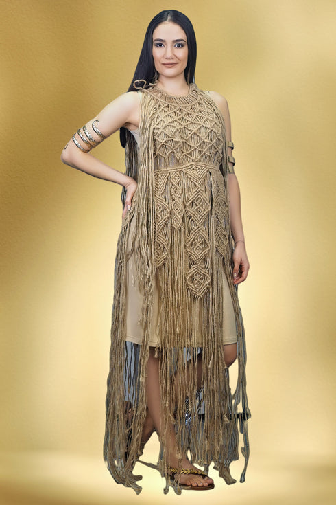 Rochie tricotată manual din șnur de cânepă S40