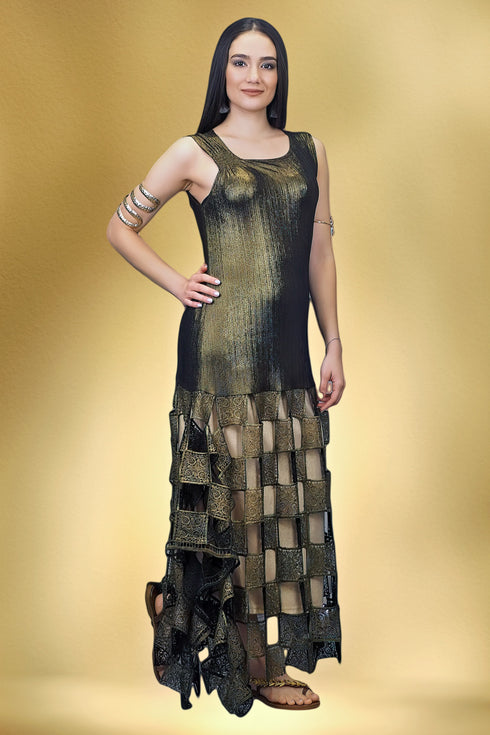 Rochie jerseu si piele ecologica S46 UNICAT