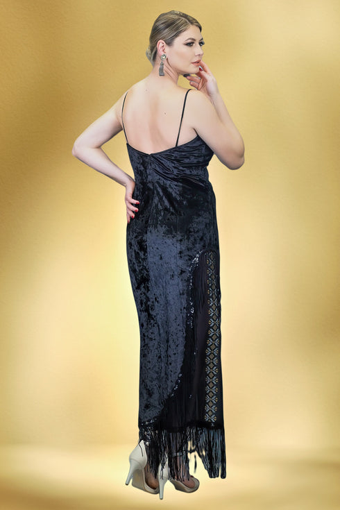 Rochie catifea si franjuri S7