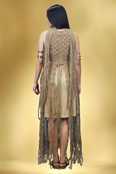 Rochie tricotată manual din șnur de cânepă S40