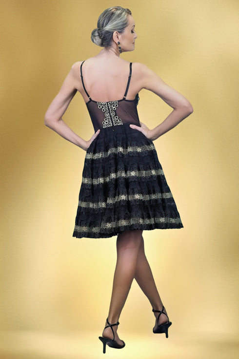 Rochie tule cu aplicatii din dantela S78