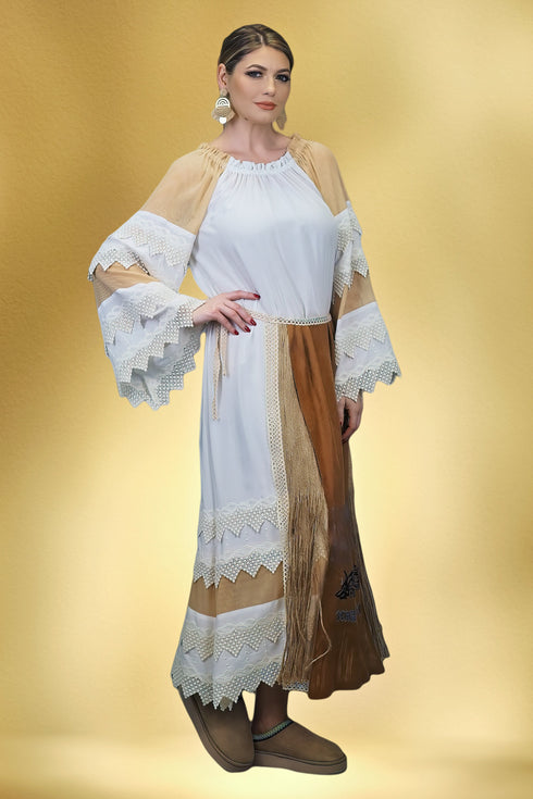 Rochie viscoza cu garnituri S55