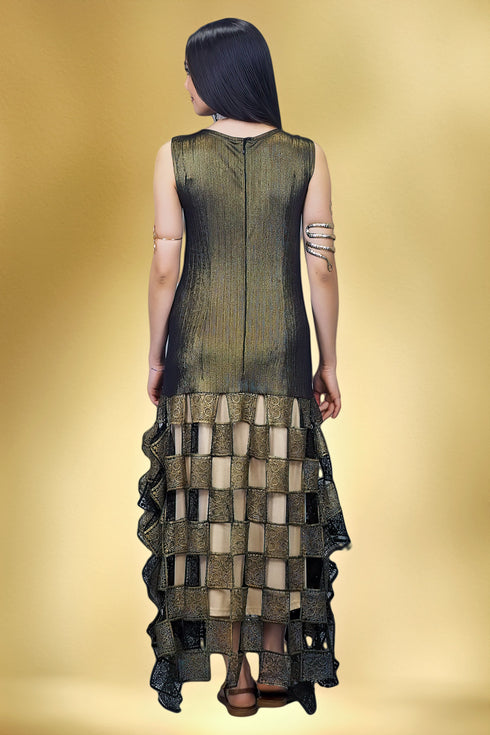 Rochie jerseu si piele ecologica S46 UNICAT