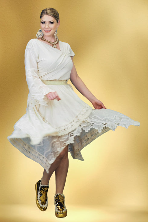 Fusta bumbac cu dantela S38