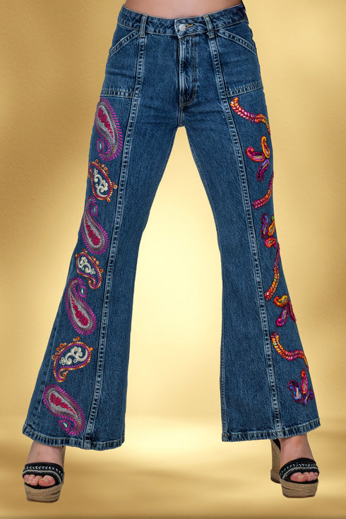 Pantaloni denim brodati – CTN-18