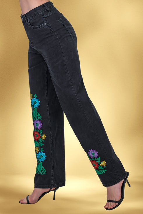 Pantalon denim brodat – CTN-15