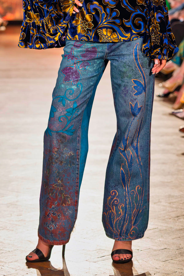 Pantalon denim pictați manual – CTN-19