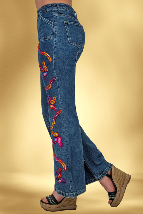 Pantaloni denim brodati – CTN-18