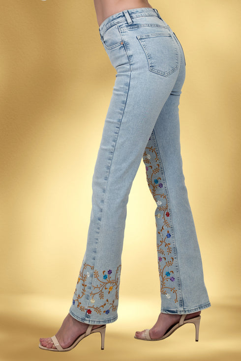 Pantalon din denim brodat – CTN-4