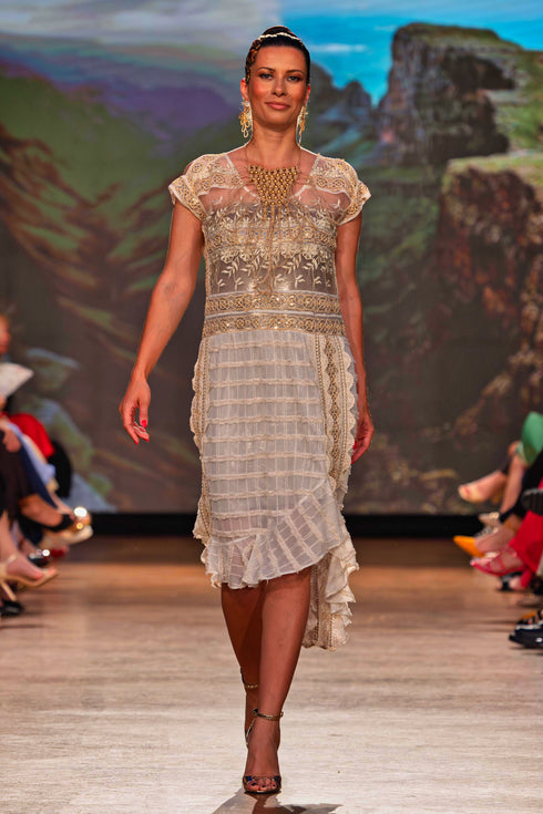 Rochie din vâscoză și dantelă – CTN-42