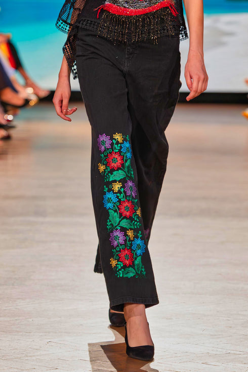 Pantalon denim brodat – CTN-15