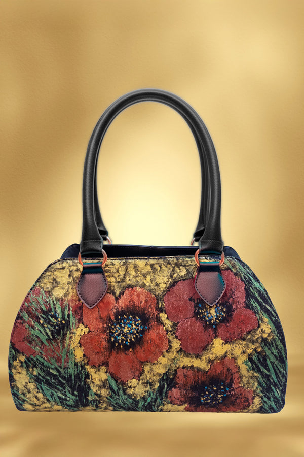 Geanta piele si catifea pictata manual – cod produs LP133