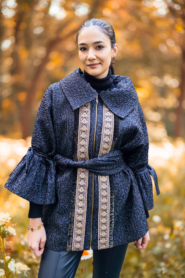 Jacheta jacquard cu broderie – CTN-104