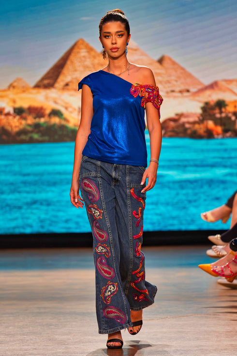 Pantaloni denim brodati – CTN-18