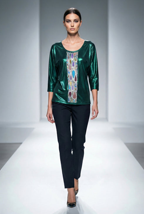 Bluza din jerse pictata manual cu maneci chimono | LP173