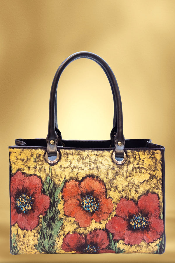 Geanta piele si catifea pictata manual – cod produs LP134