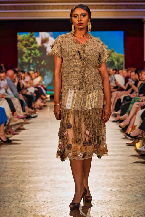 Jachetă din in cu texturi artizanale – CTN-47