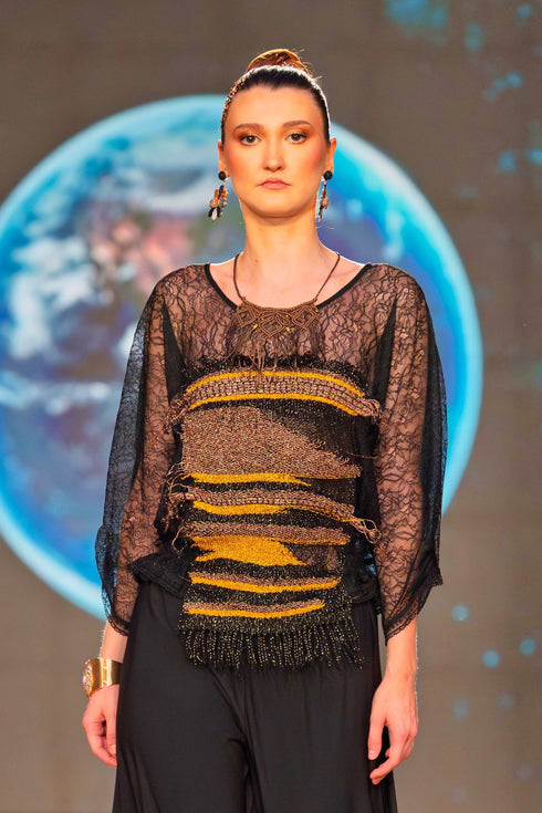 Bluza dantela si broderie lucrata manual CTN-58