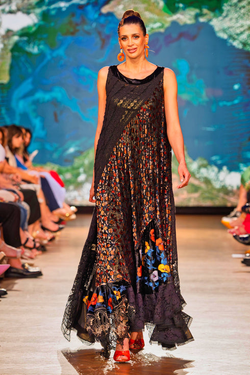 Rochie din compoziție de diverse țesături – CTN-73