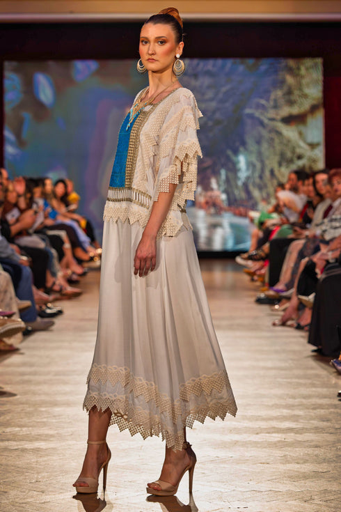 Rochie viscoza cu aplicatii din dantela – CTN-56