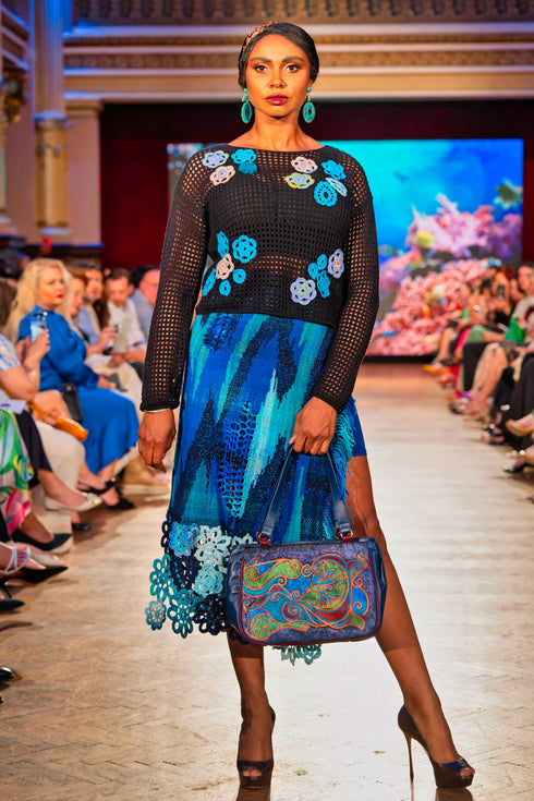 Bluza plasă cu garnituri croșetate manual – Unicat