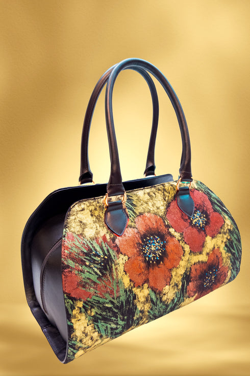 Geanta piele si catifea pictata manual – cod produs LP133