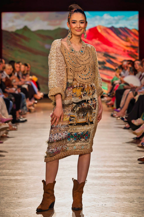 Rochie tricotată manual cu aplicații – CTN-57-UNICAT