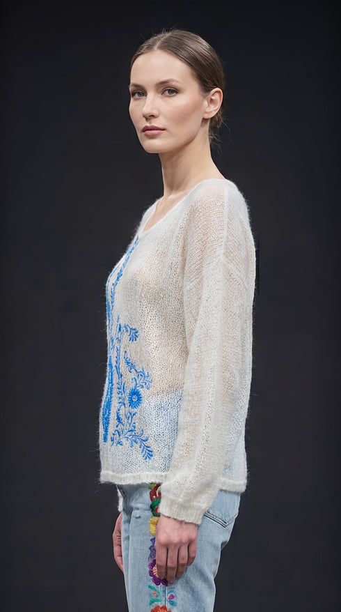 Bluza tricotata cu broderie – LP139