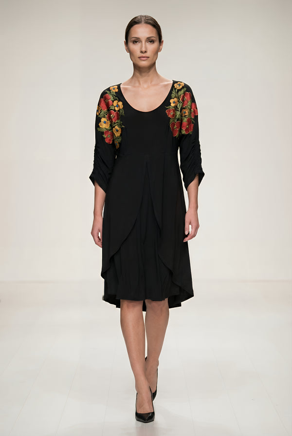 Rochie Jerse Pictata Manual cu Volane Suprapuse | LP172