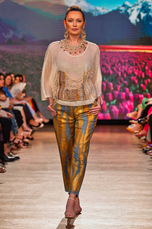 Bluză tricot cu paiete și aplicații manuale – CTN-13