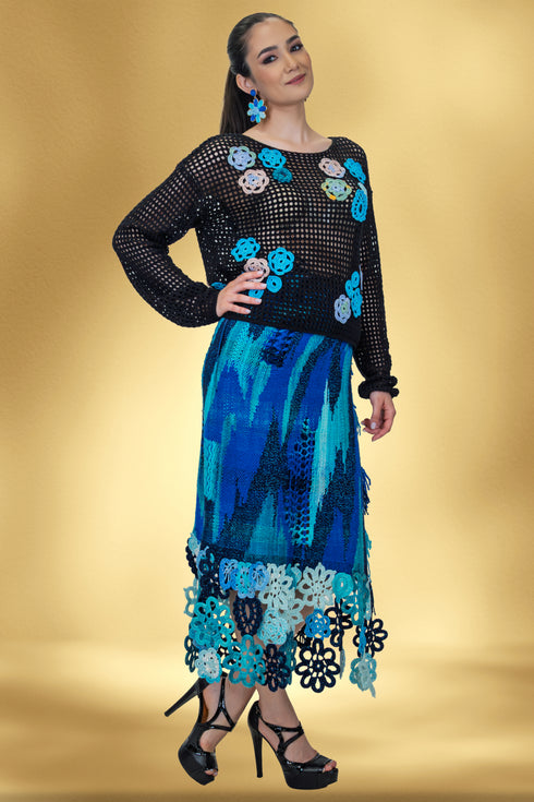 Bluza plasă cu garnituri croșetate manual – Unicat