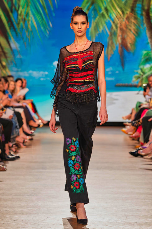 Pantalon denim brodat – CTN-15