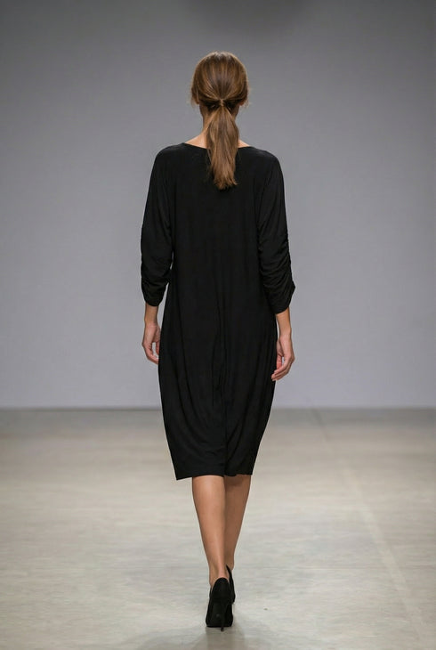 Rochie Jerse Pictata Manual cu Maneci Chimono si Clini Asimetrici | LP176