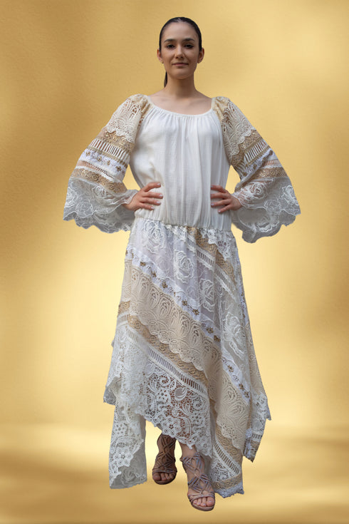 Rochie vaporoasa din vascoza si dantela – CTN-63