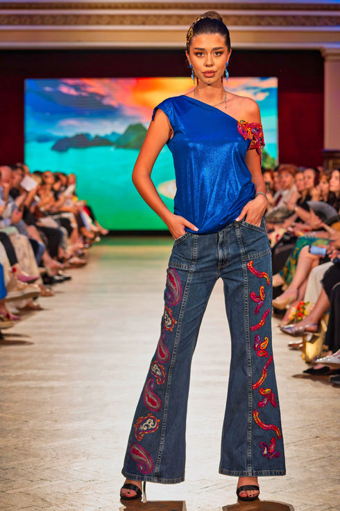 Pantaloni denim brodati – CTN-18