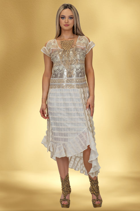 Rochie din vâscoză și dantelă – CTN-42